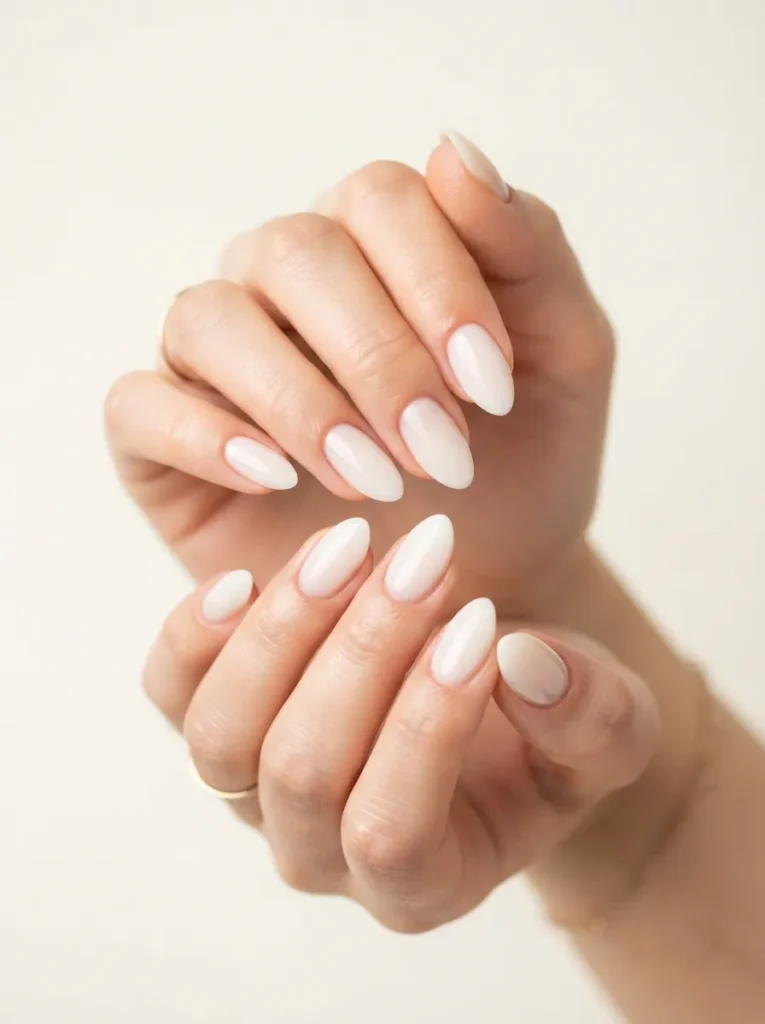 1. classic milky white nails 202608220358