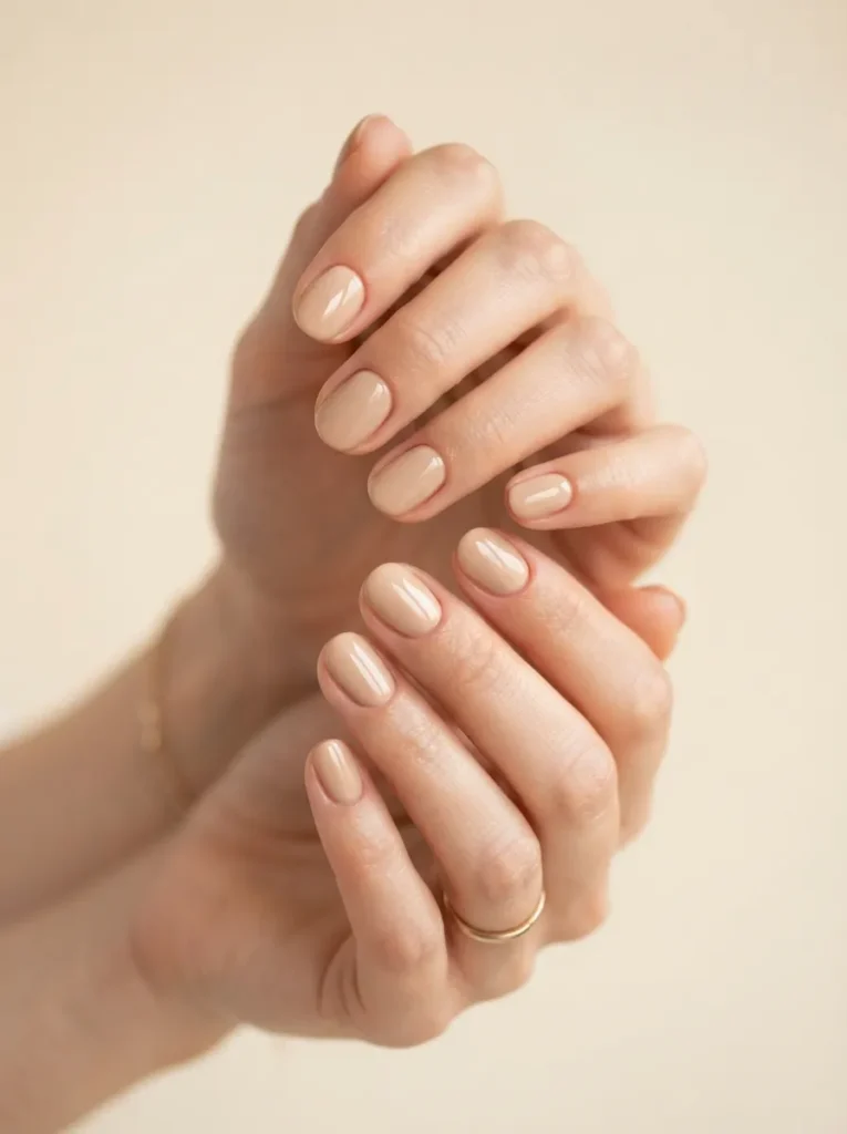 1. classic nude round nails 202608200141