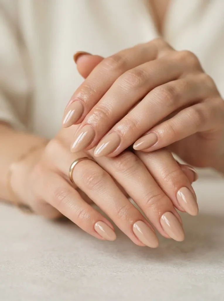 1. nude almond nails 202608180507
