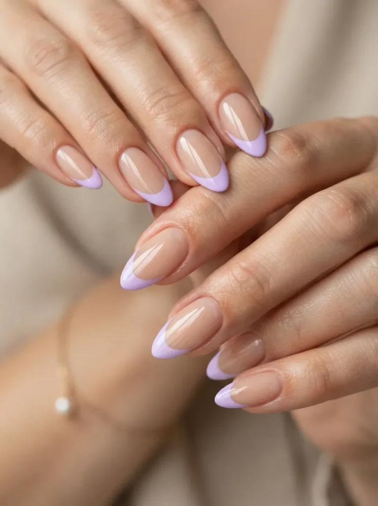 10. colored french almond nails 202608180509