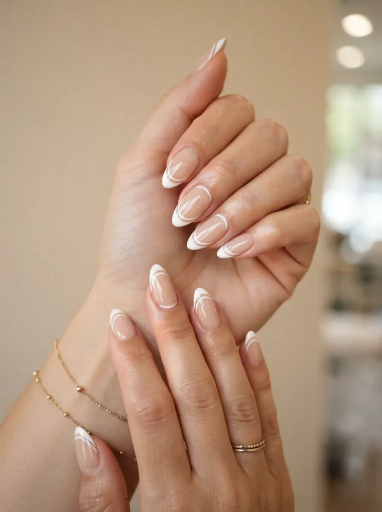 11. double french almond nails 202608180509