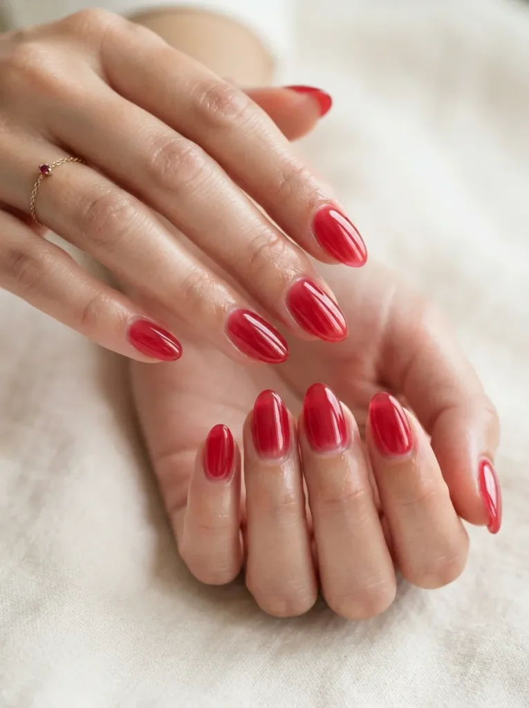 12. glass skin cherry nails 202608190745