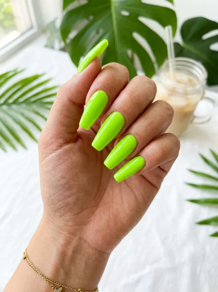 13. neon green coffin nails 202608170231