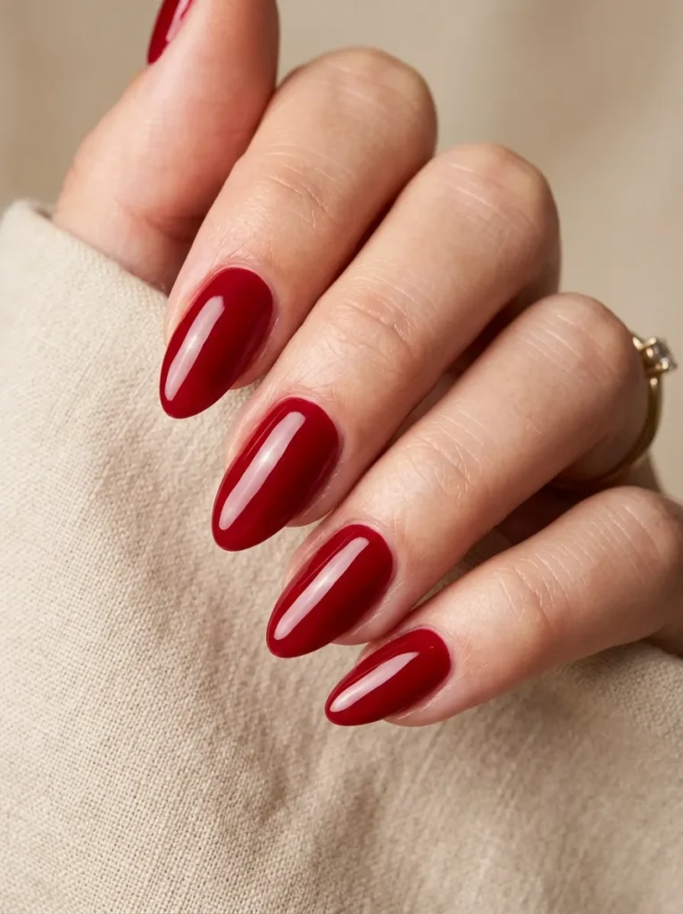 15. glossy red nails 202608200455