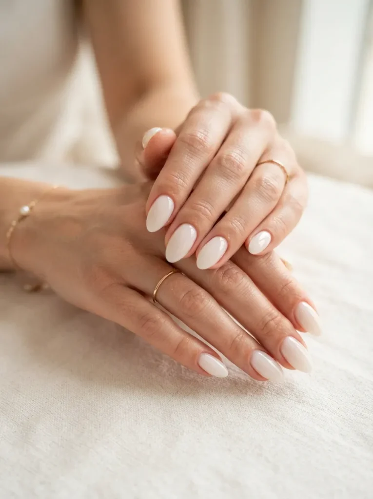 2. milky white almond nails 202608180507