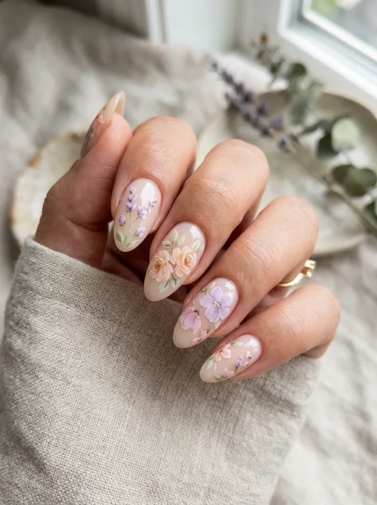 22. watercolor floral nails 202608170632
