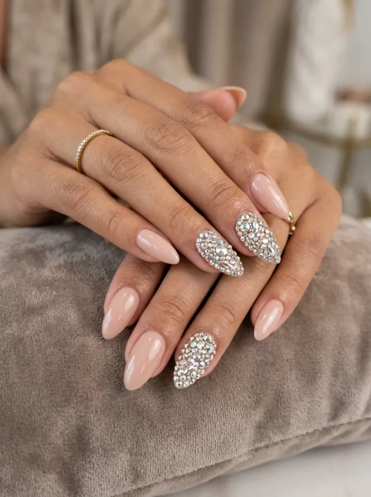 26. jewel encrusted accent nails 202608170633
