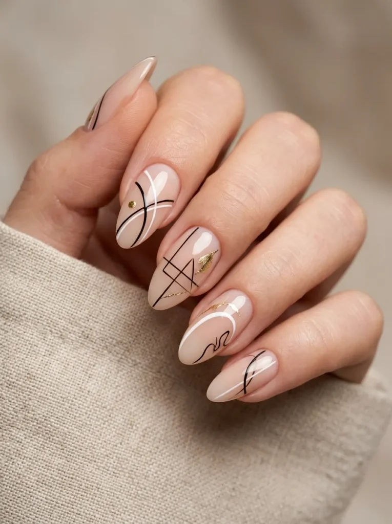 28. abstract line art nails 202608170633