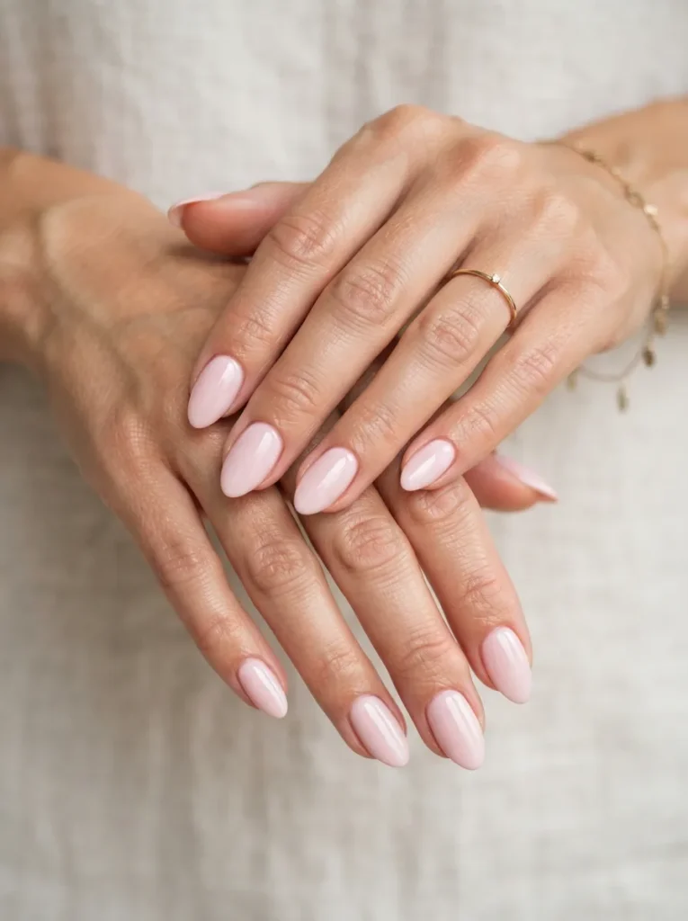 3. soft pink almond nails 202608180507