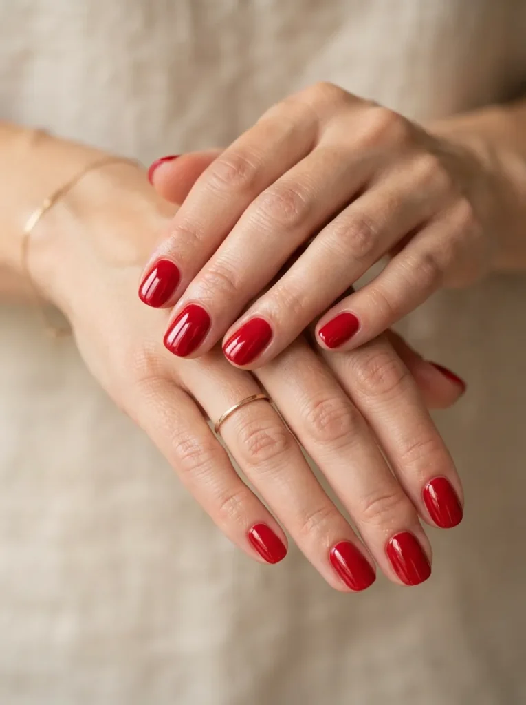 4. solid red round nails 202608200142