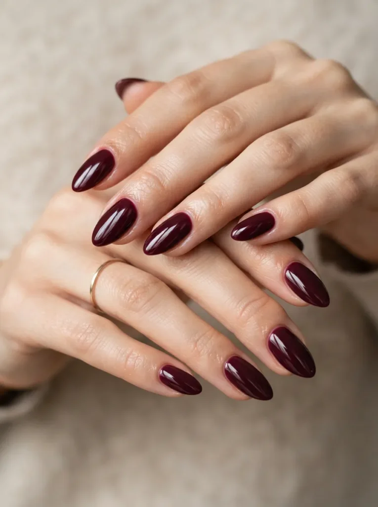6. burgundy almond nails 202608180508