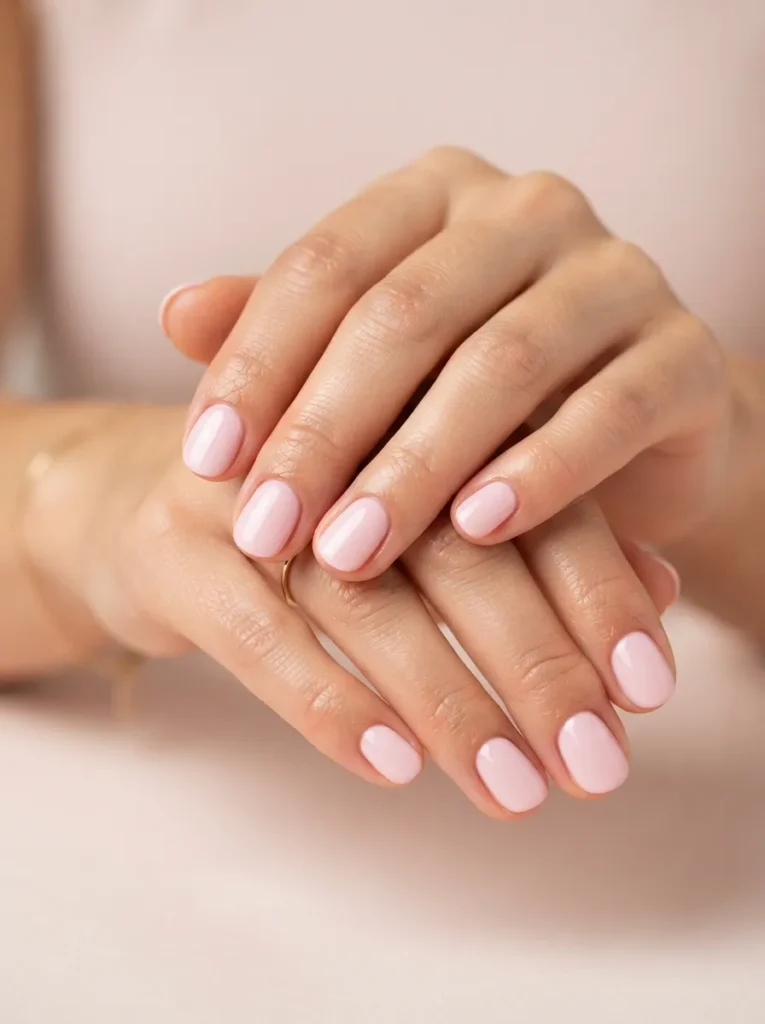 6. pastel pink round nails 202608200142