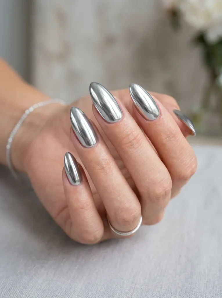 6. silver chrome almond nails 202608170628