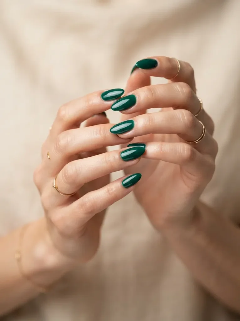 8. emerald green almond nails 202608180509