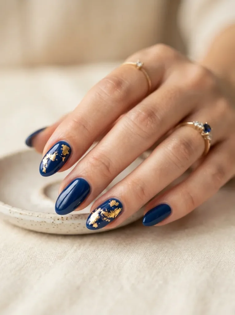 9. blue nails with gold 202608190150