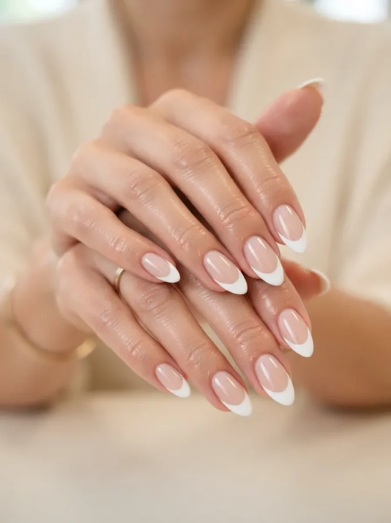 9. classic french almond nails 202608180509