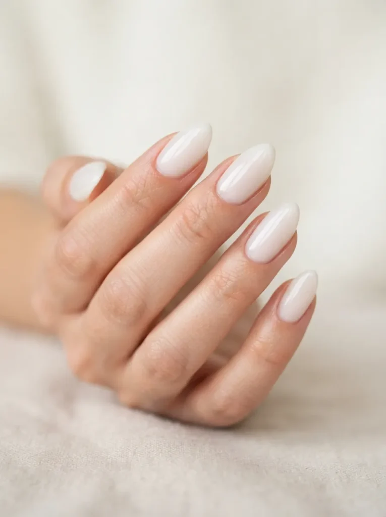 9. milky white nails 202608220341
