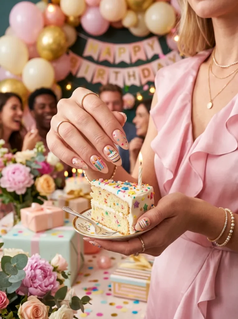 Birthday cake nail art