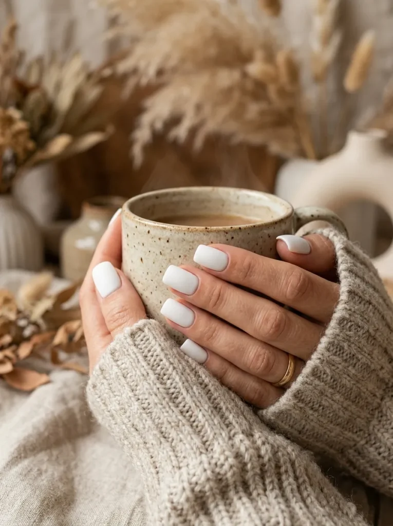 Matte white nails