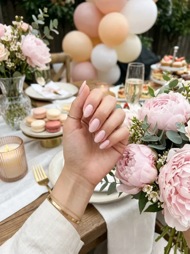 Soft pink milky nails