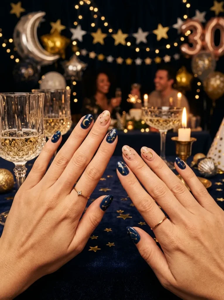 Star and moon nail art