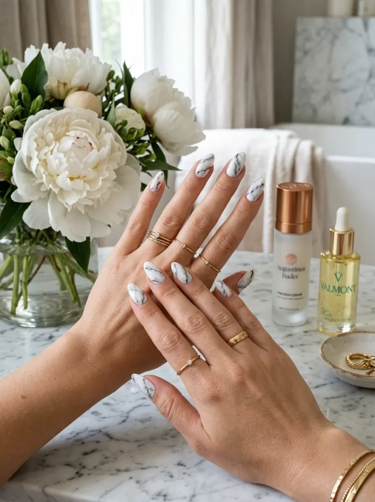 White marble nails