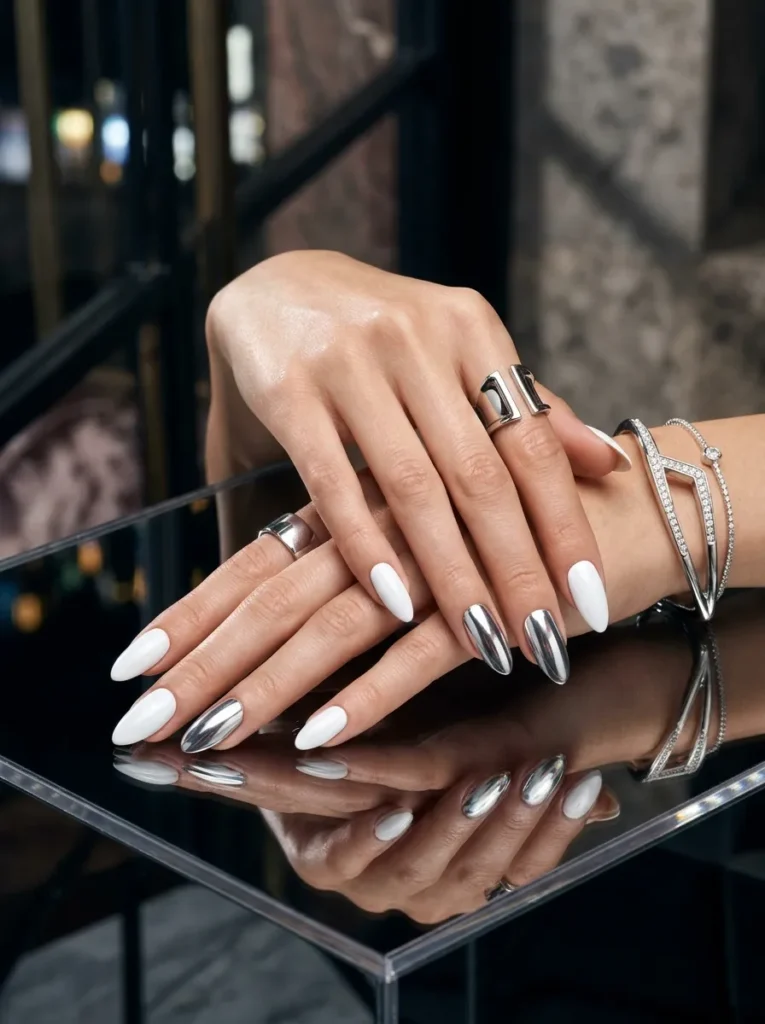 White and silver chrome
