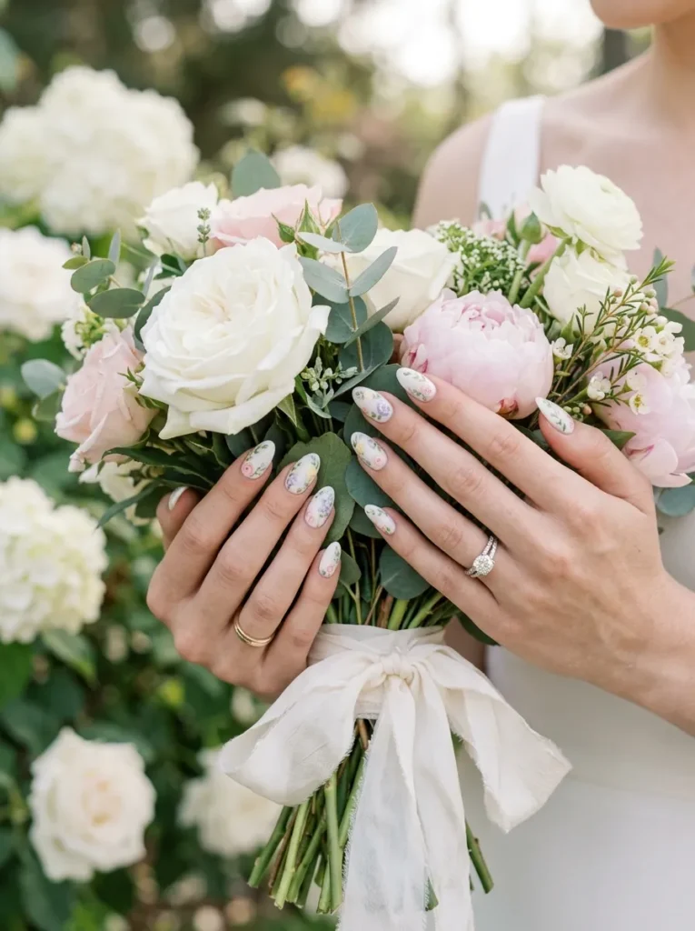 White with delicate florals