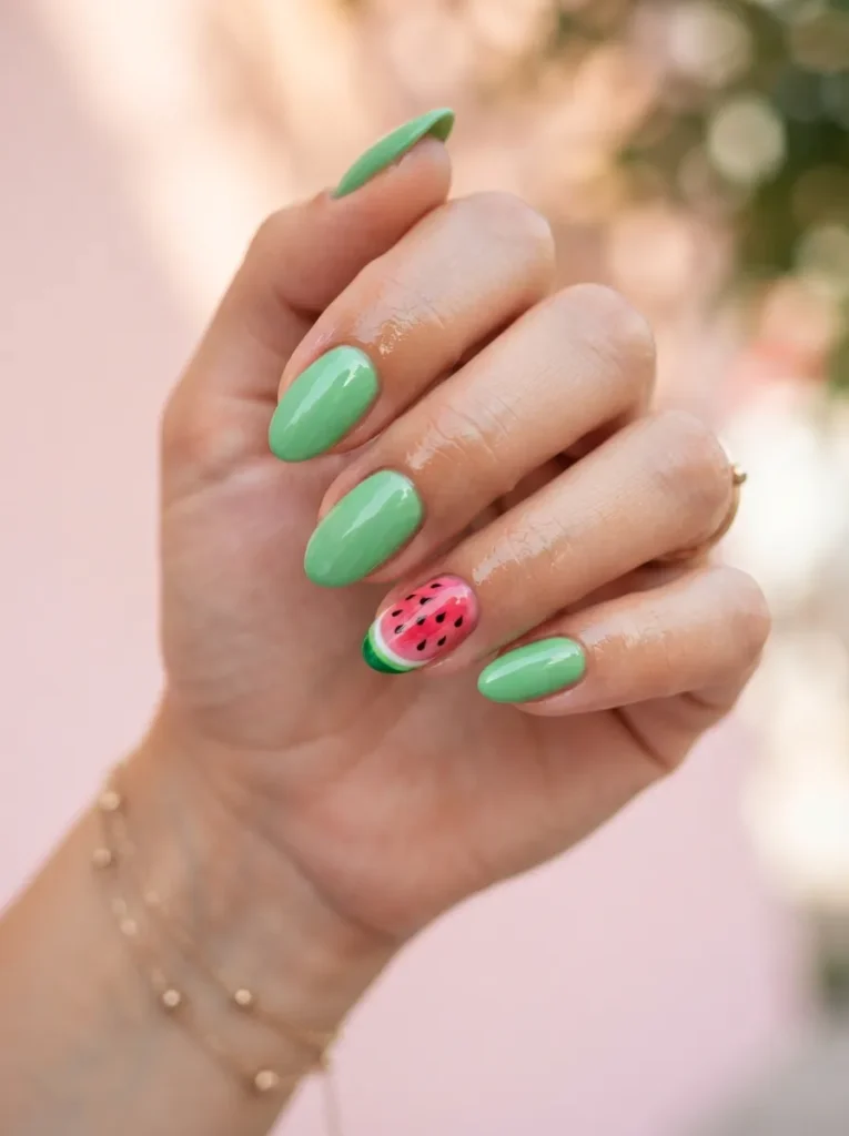 1. watermelon slice accent nail 202608220444