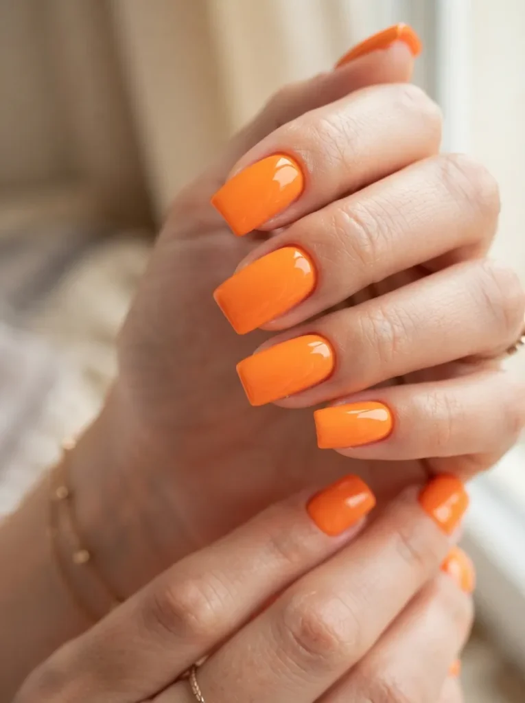 11. bright orange square nails 202608170809