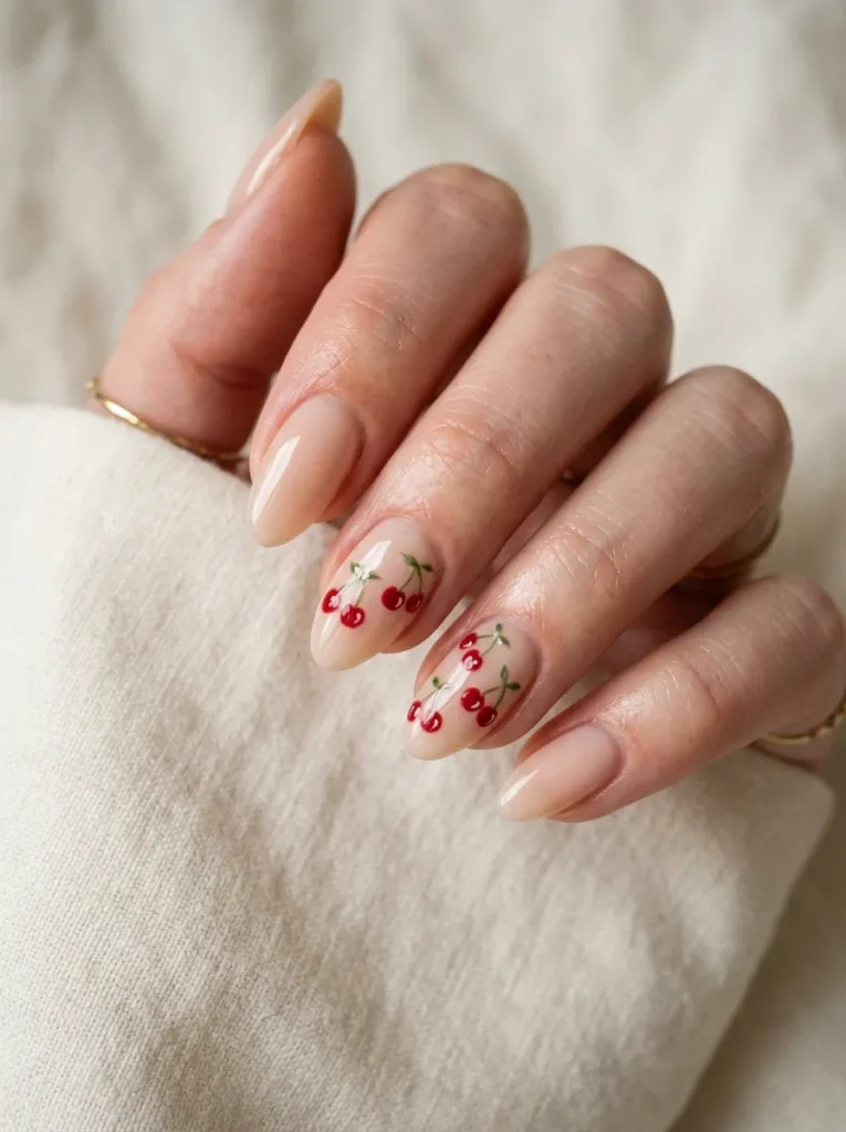 13. cherry print accent nail 202608202043
