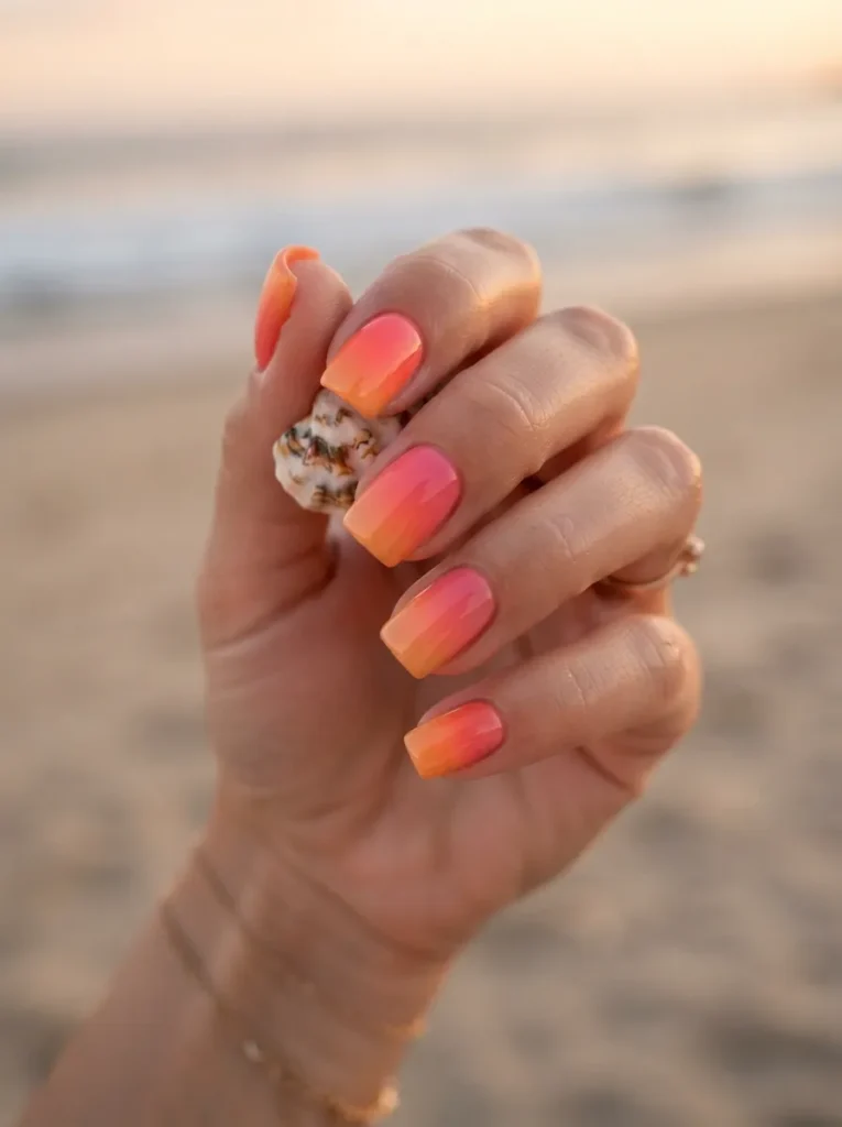 14. sunset gradient square nails 202608170809