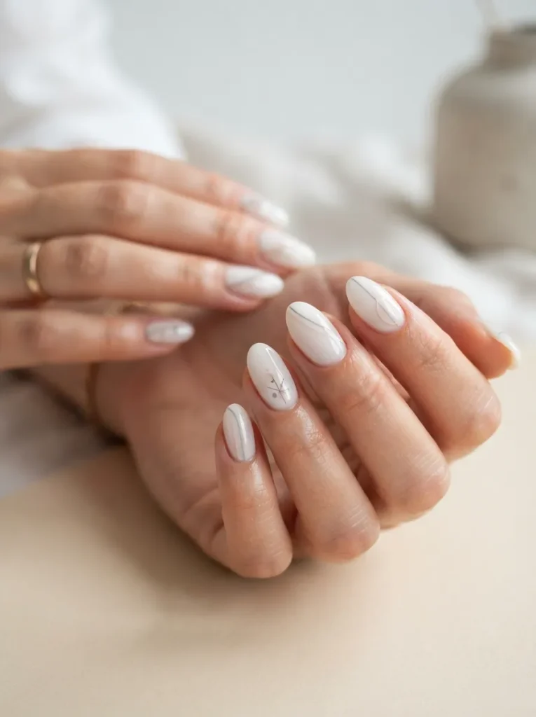 14. white nails with subtle 202608192145