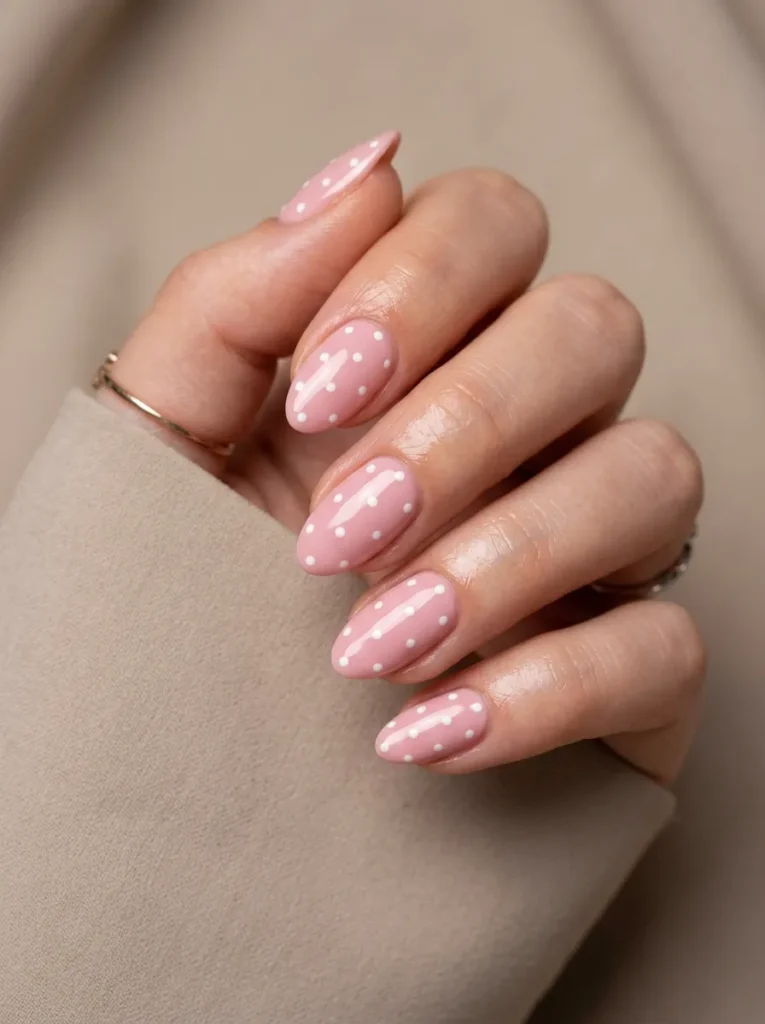 17. pink polka dot nails 202608202115