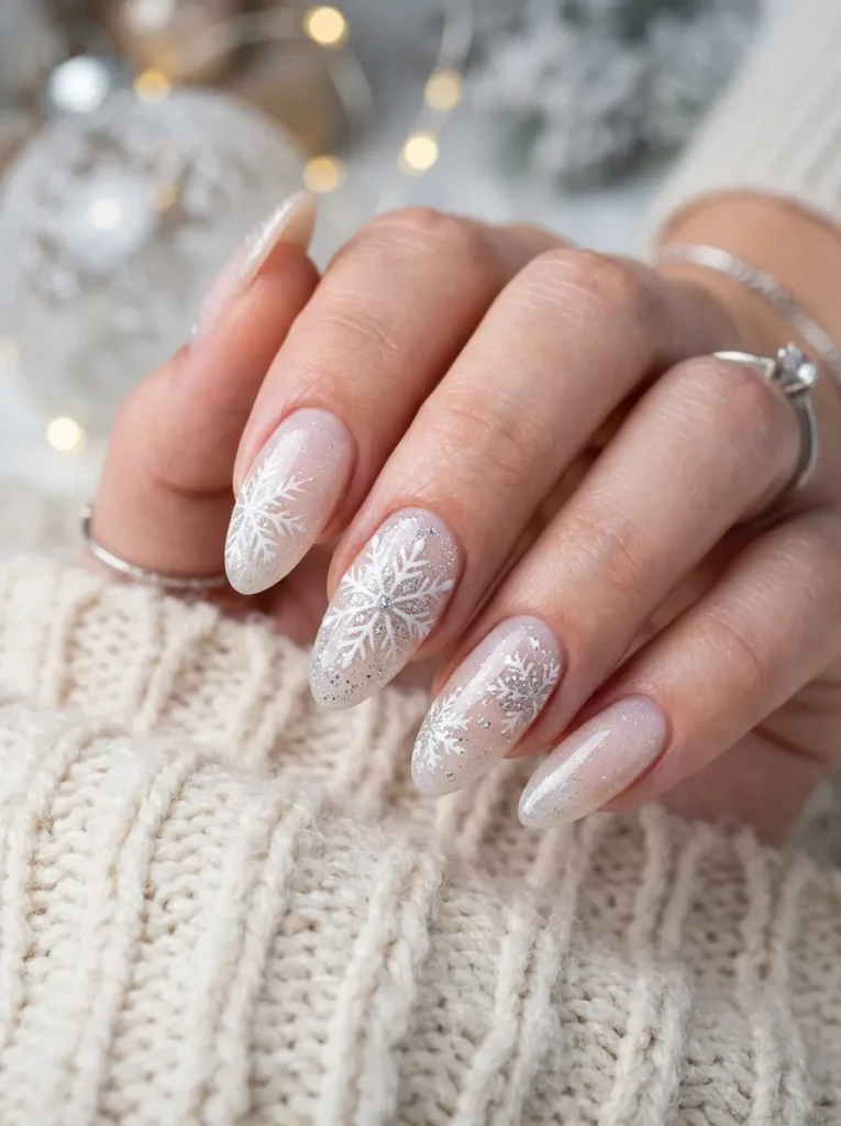 17. silver glitter snowflake nails 202608210501