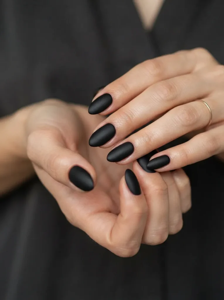 2. matte black nails 202608202146