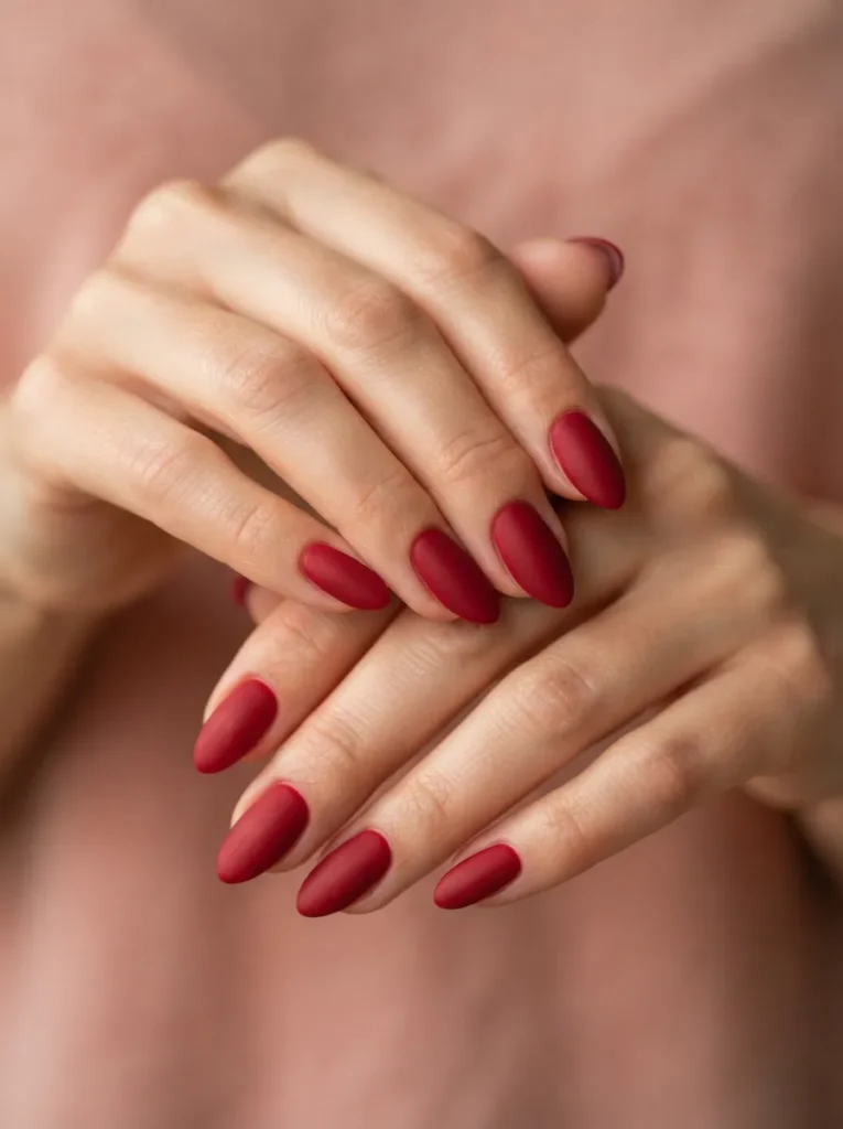 2. matte red nails 202608220145
