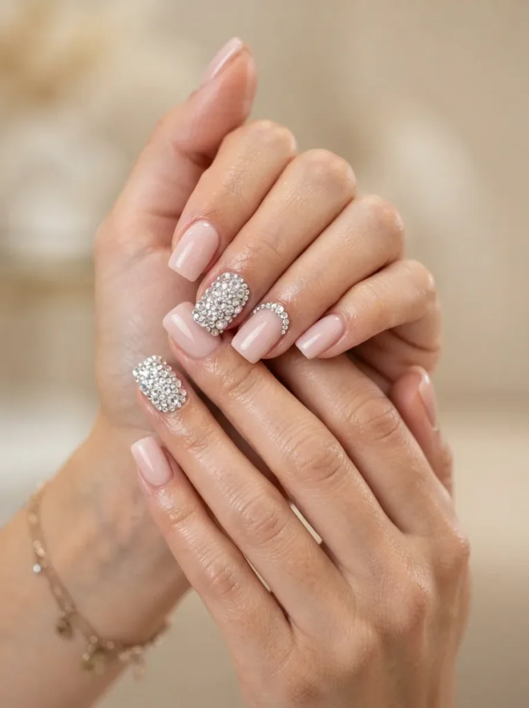 22. rhinestone accent square nails 202608170811
