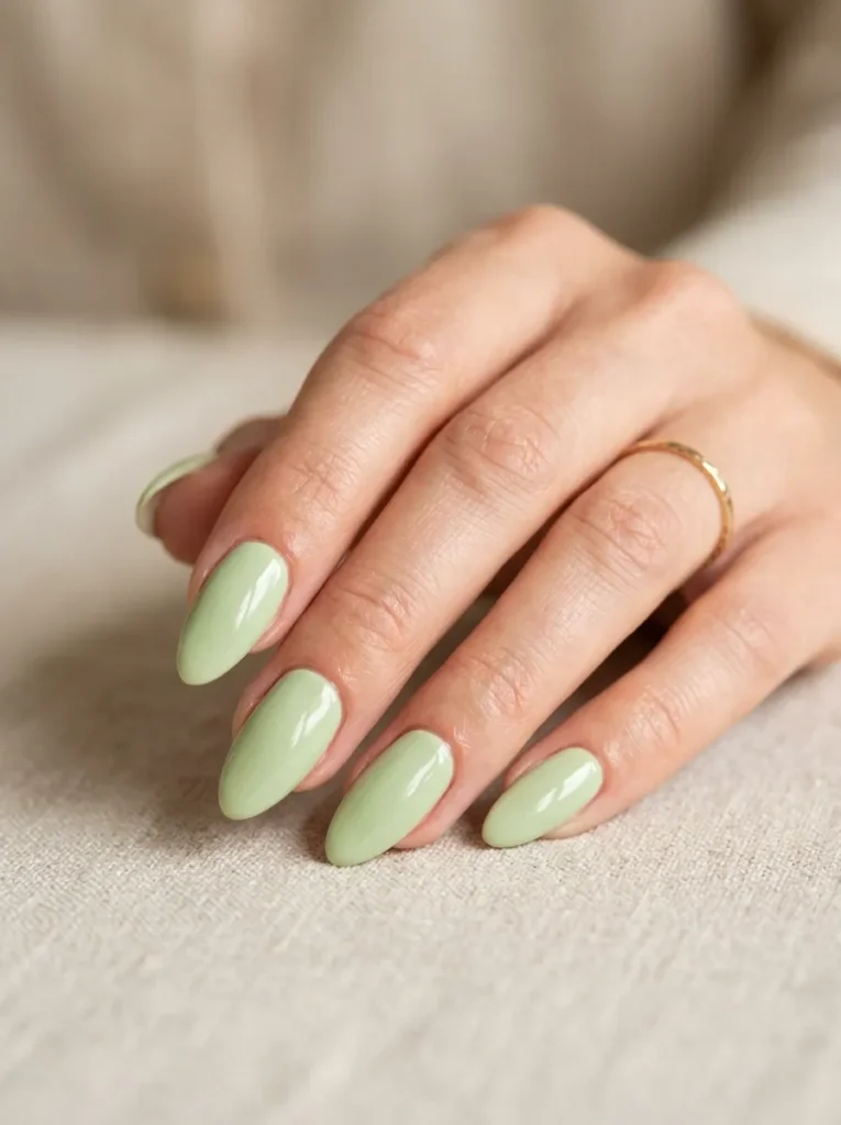 3. pistachio green nails 202608210233