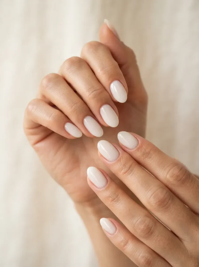 4. milky white oval nails 202608170750