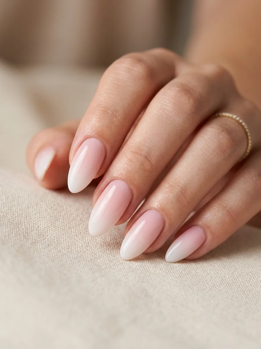 4. pastel pink ombrealmond nails 202608202112