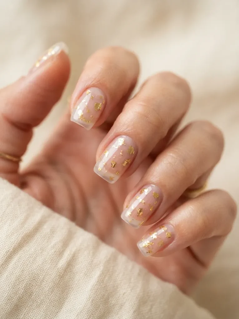 5. clear nails with gold 202608192143