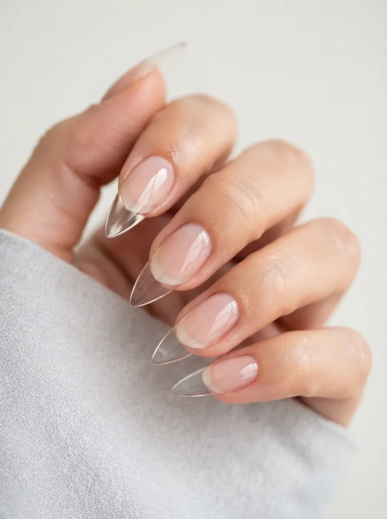 5. glossy clear stiletto nails 202608192214