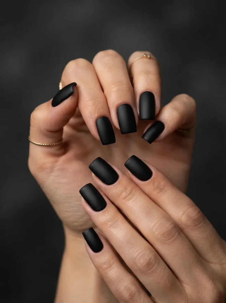 5. matte black square nails 202608170807