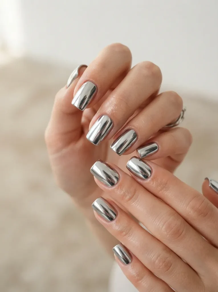 6. chrome square nails 202608170808