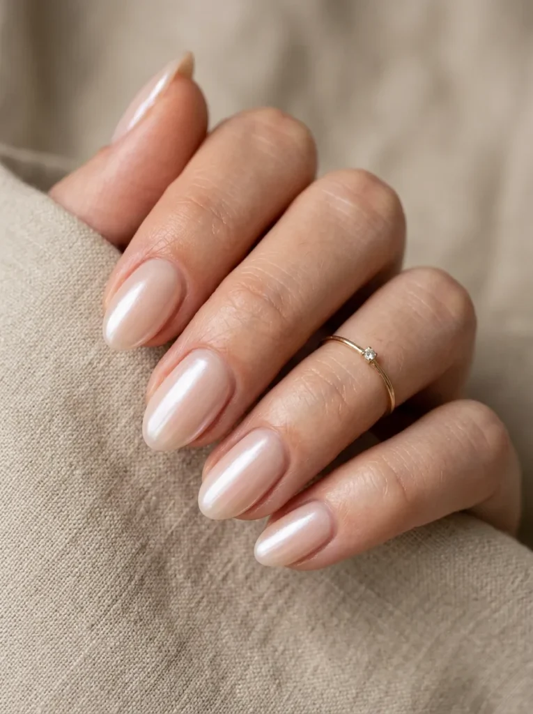 6. short glazed nails 202608210254