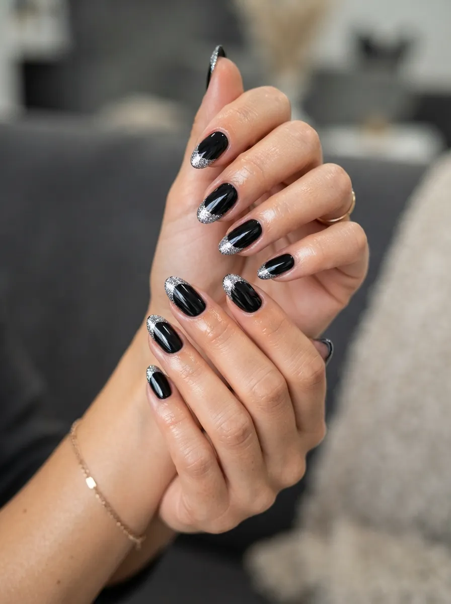 8. black nails with silver 202608202147