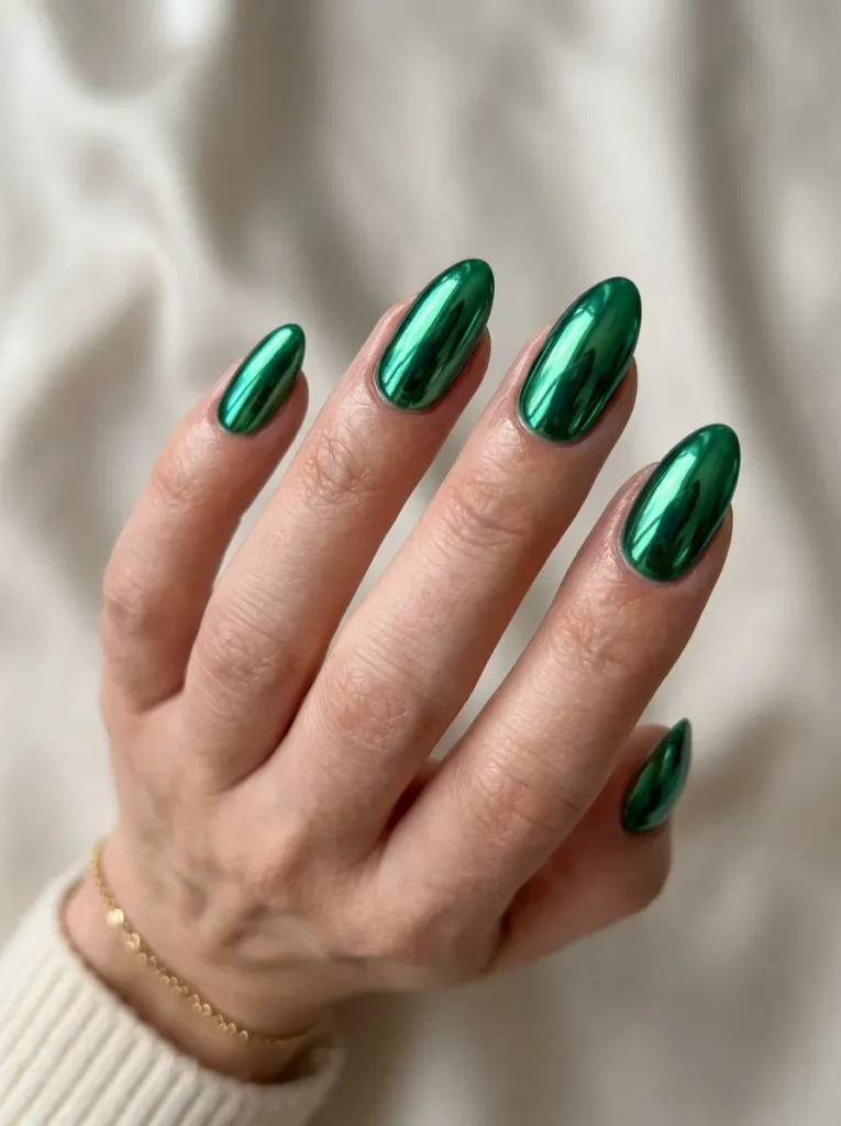 8. green chrome nails 202608210234