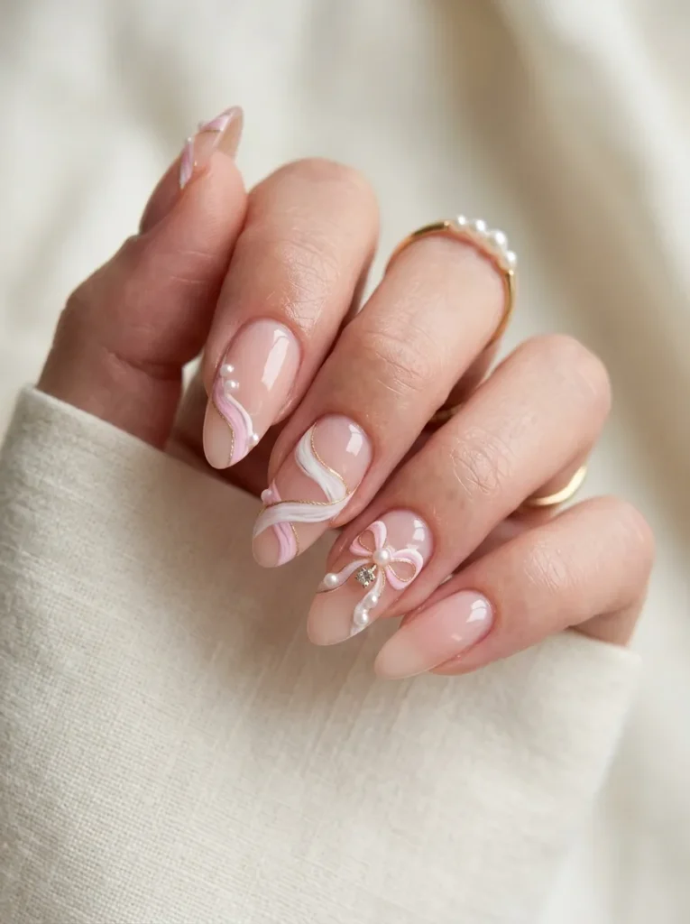 8. ribbon wrapped nail design 202608202042