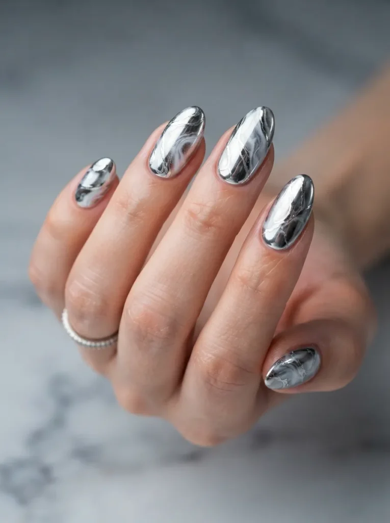 9. chrome marble nails 202608220413